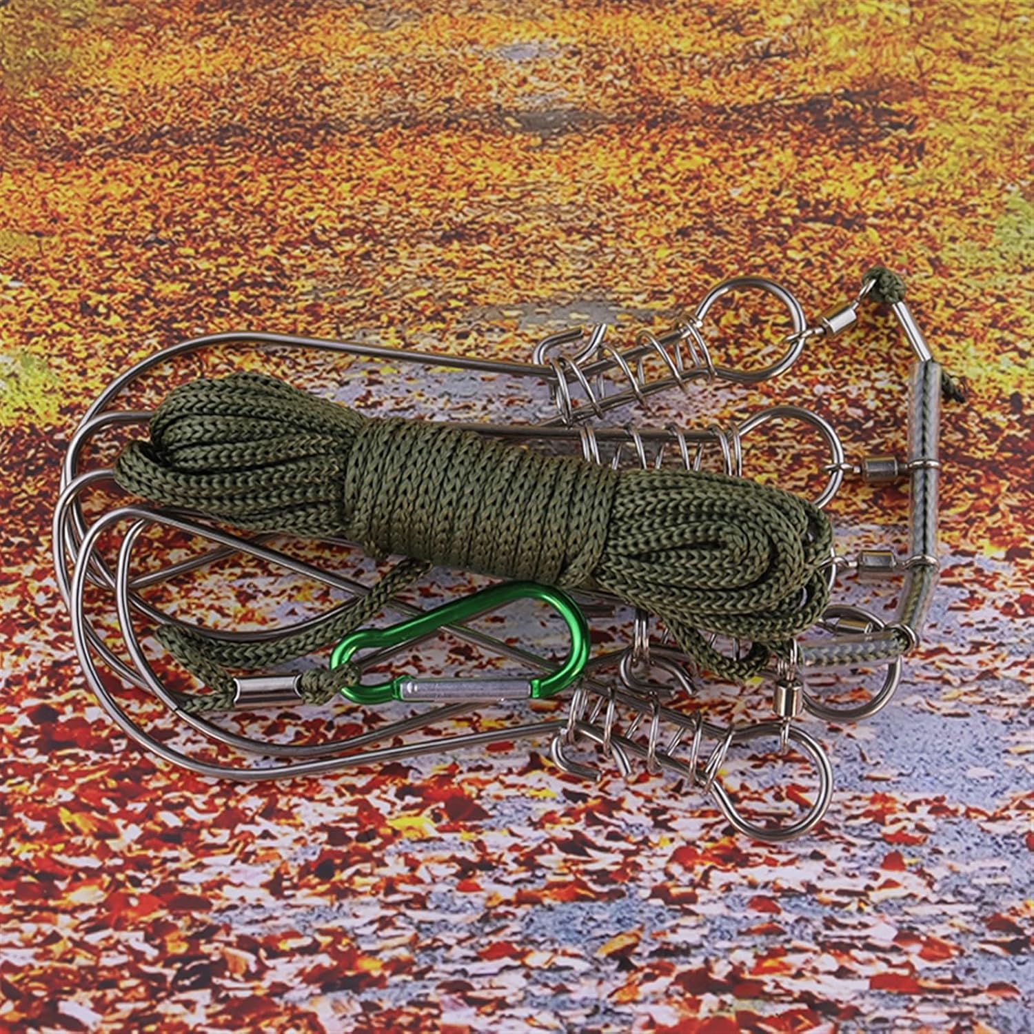 Fishing Hooks Fishing Gear 5 Meters Fishing Rope Stainless Steel River Sea Fish Lock Buckle Outdoor Sport Fishing Tackle Lanyard Kukan Carp Fishing Accessories Fishing Tackle