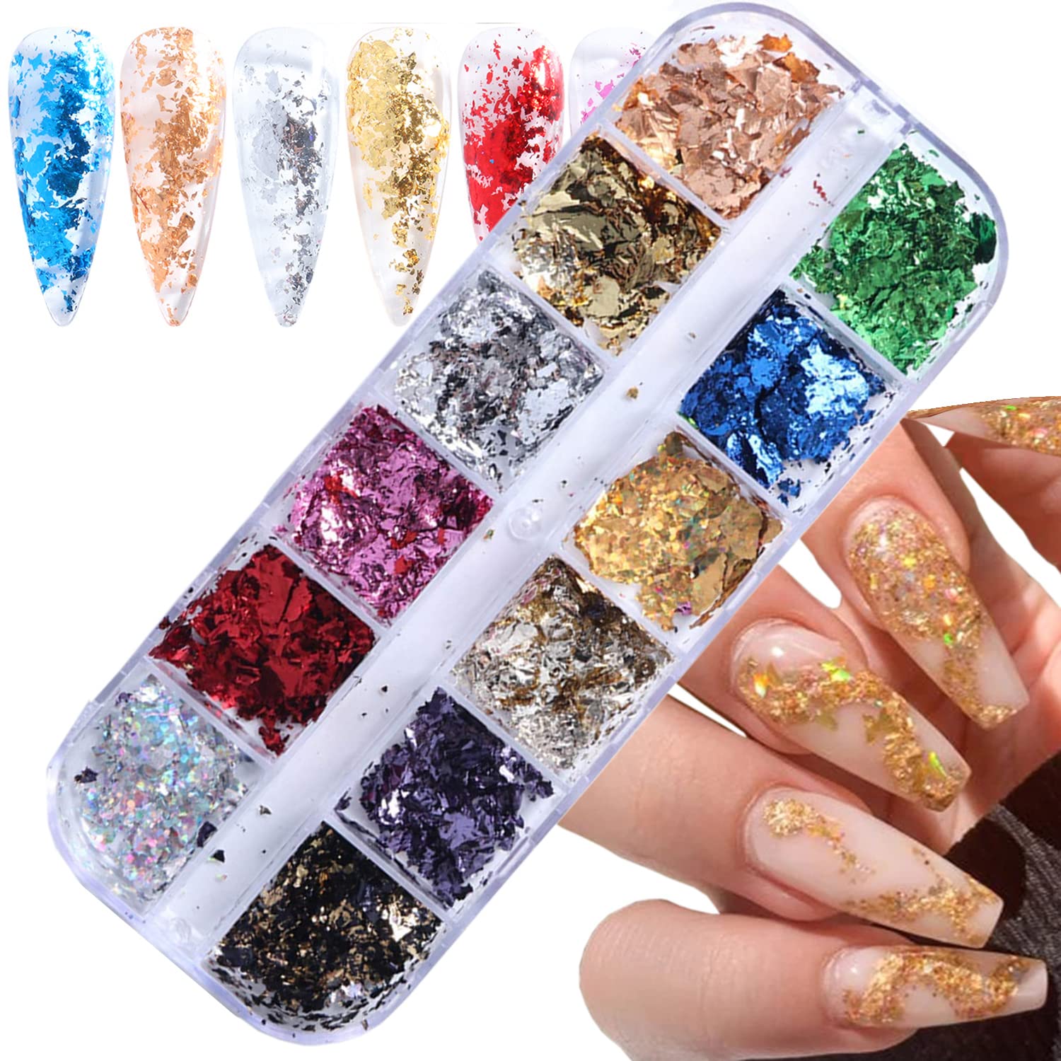 Amazon.com: Nail Art Glitter Foils, Holographic Laser Sparkly Nail