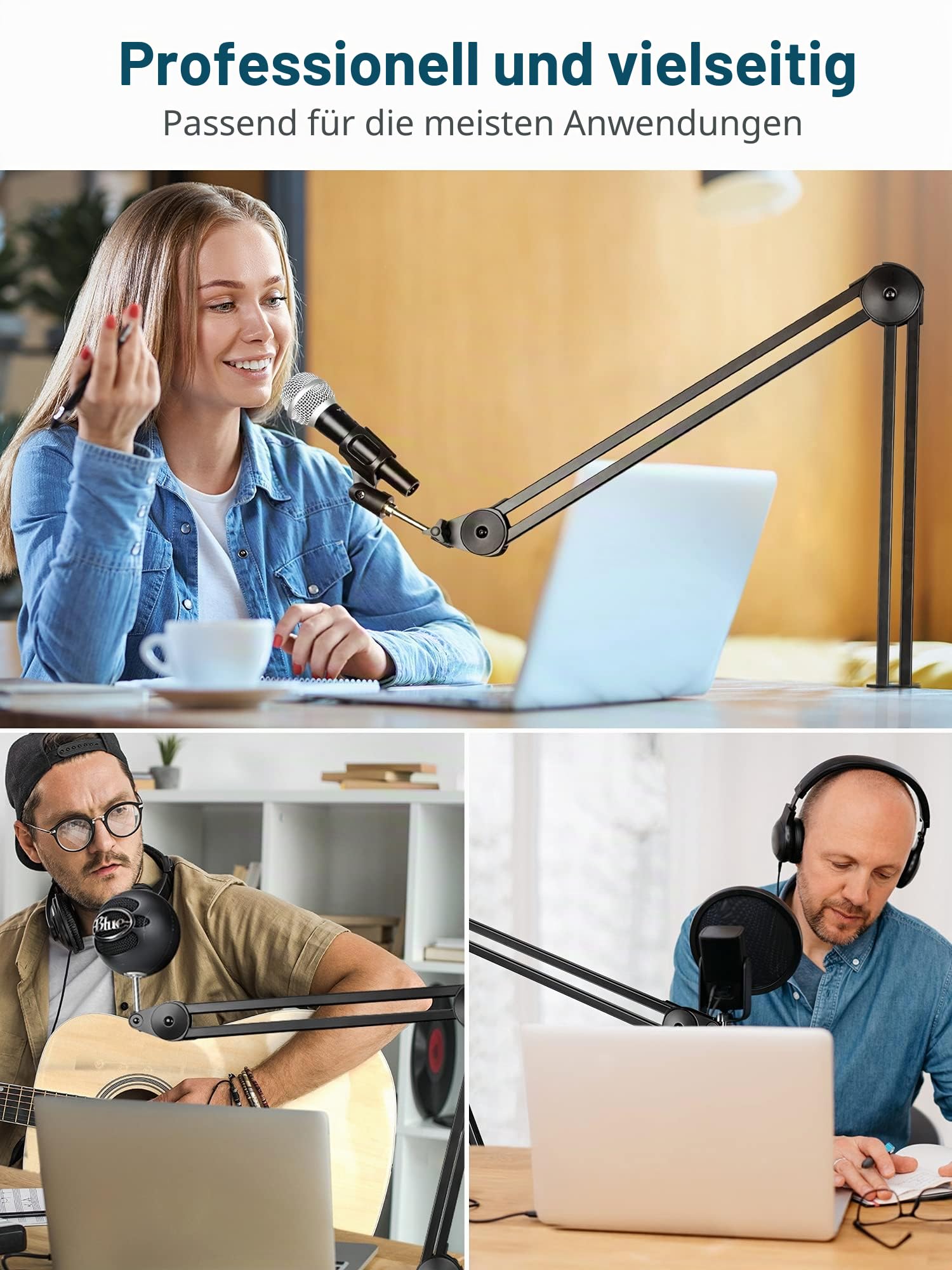 InnoGear Mikrofonarm Tischhalterung Mikrofonständer Galgenarm für Blue Yeti, groß | Leise, professionell, 1,6 kg Tragkraft, passend für Fifine, 71,1 cm ausziehbar, für schwere Mikrofone, verstellbare Winkel