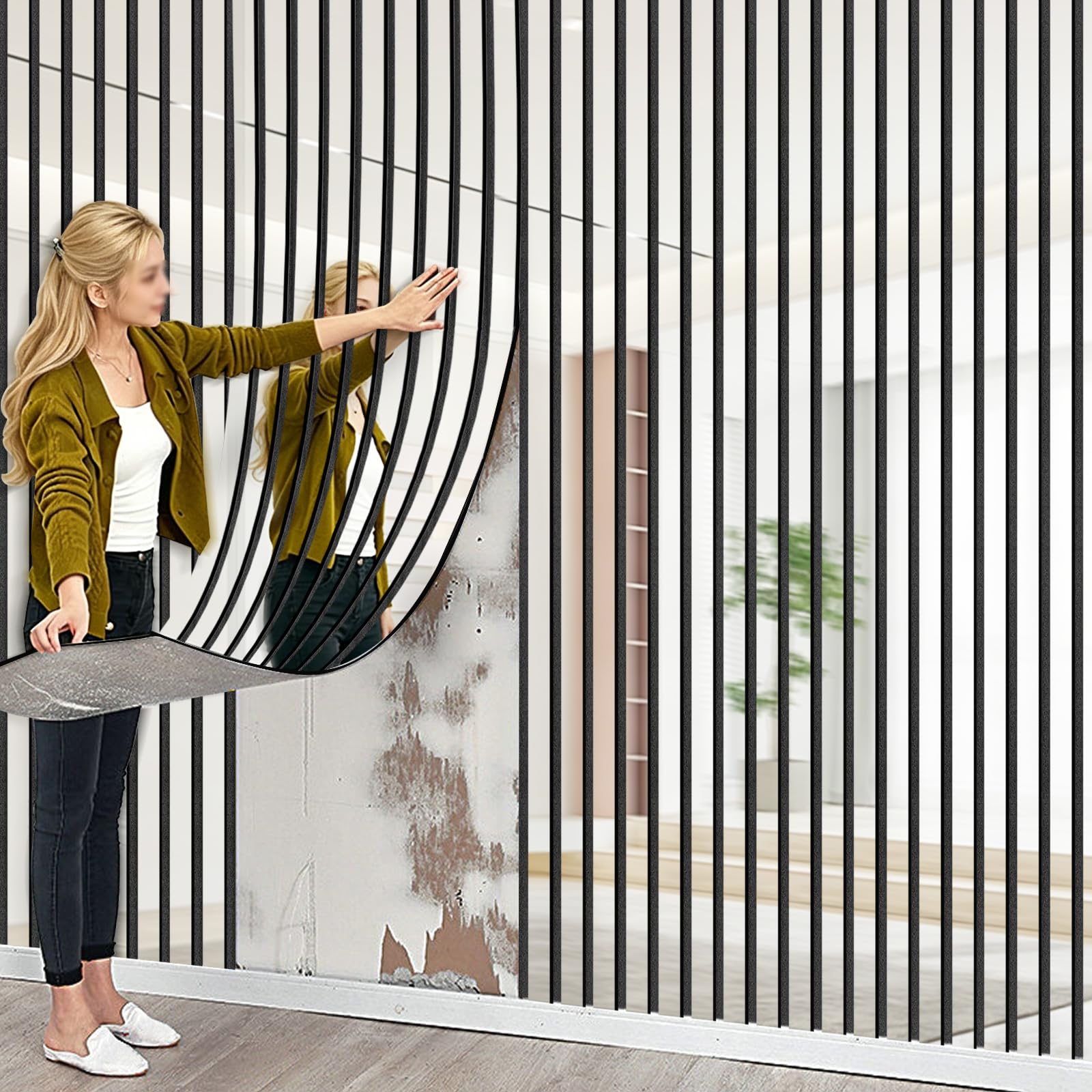 3D Silver Mirror Stripe Self Adhesive Wallpaper Peel and Stick Wallpaper For Living Room Bedroom, 6mm Thick Thermal Waterproof Removable Sticky Back Plastic Roll Insulating Wall Paper Roll 40x300cm