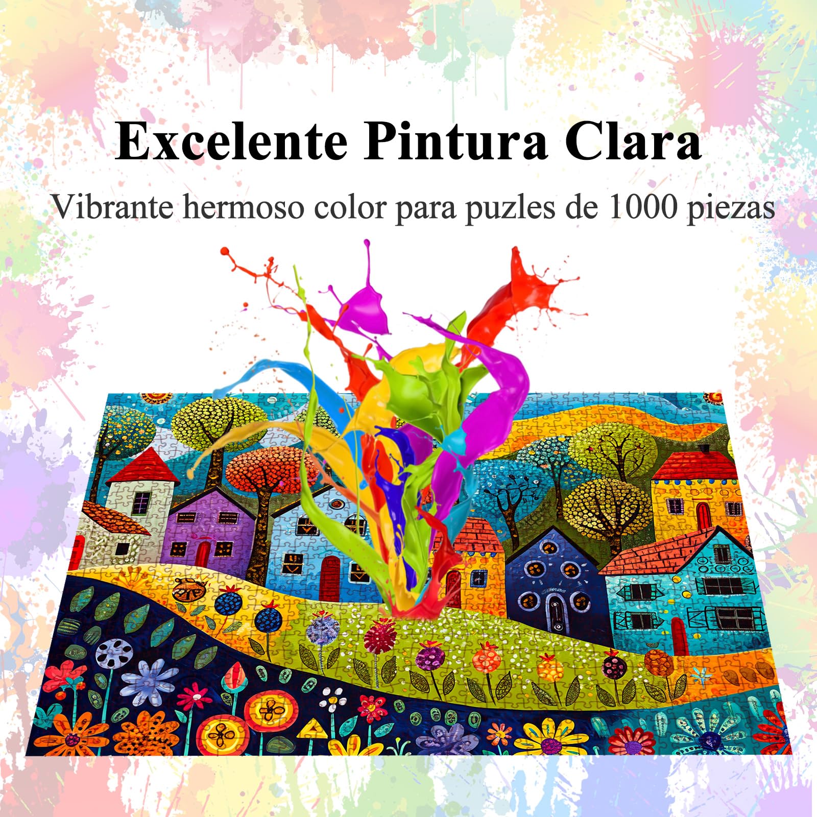 Puzzle De 1000 Piezas De Flores De Colores – Con Póster 1:1 Y Letras En El Reverso Para Ayudar En El Montaje