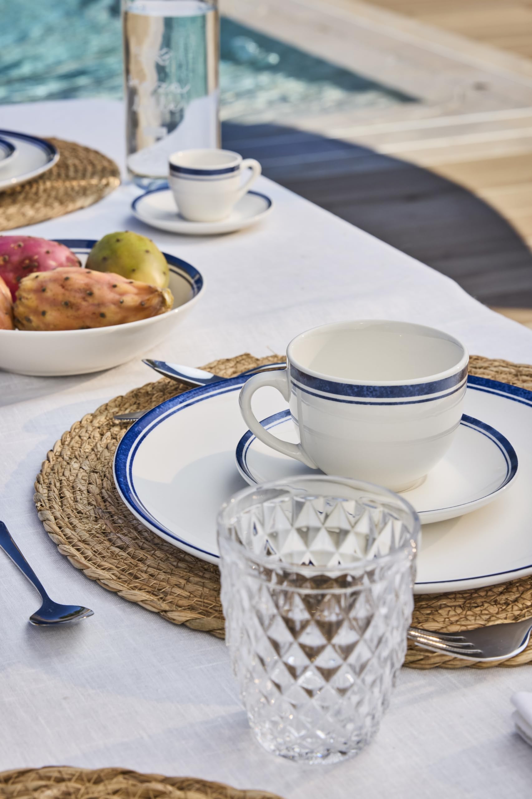 Tognana Filo Blu, Confezione 6 tazze the 260 cc con piatto, porcellana, blu