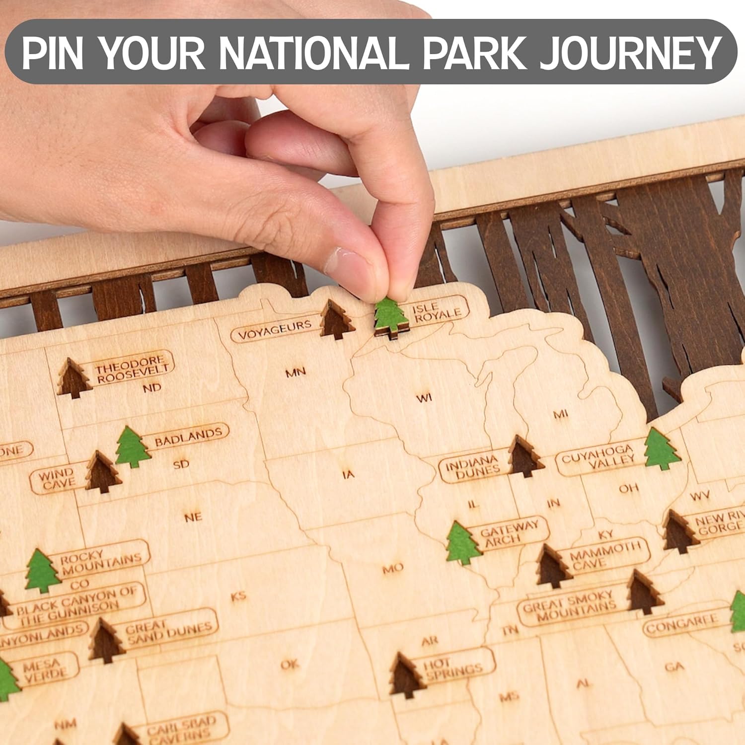 HYPERI US National Parks Map Travel Map, National Park Tracker Checklist, Natural Wall Art, Traveler Gifts for Mom, Dad, Coworker, (National Park Map)