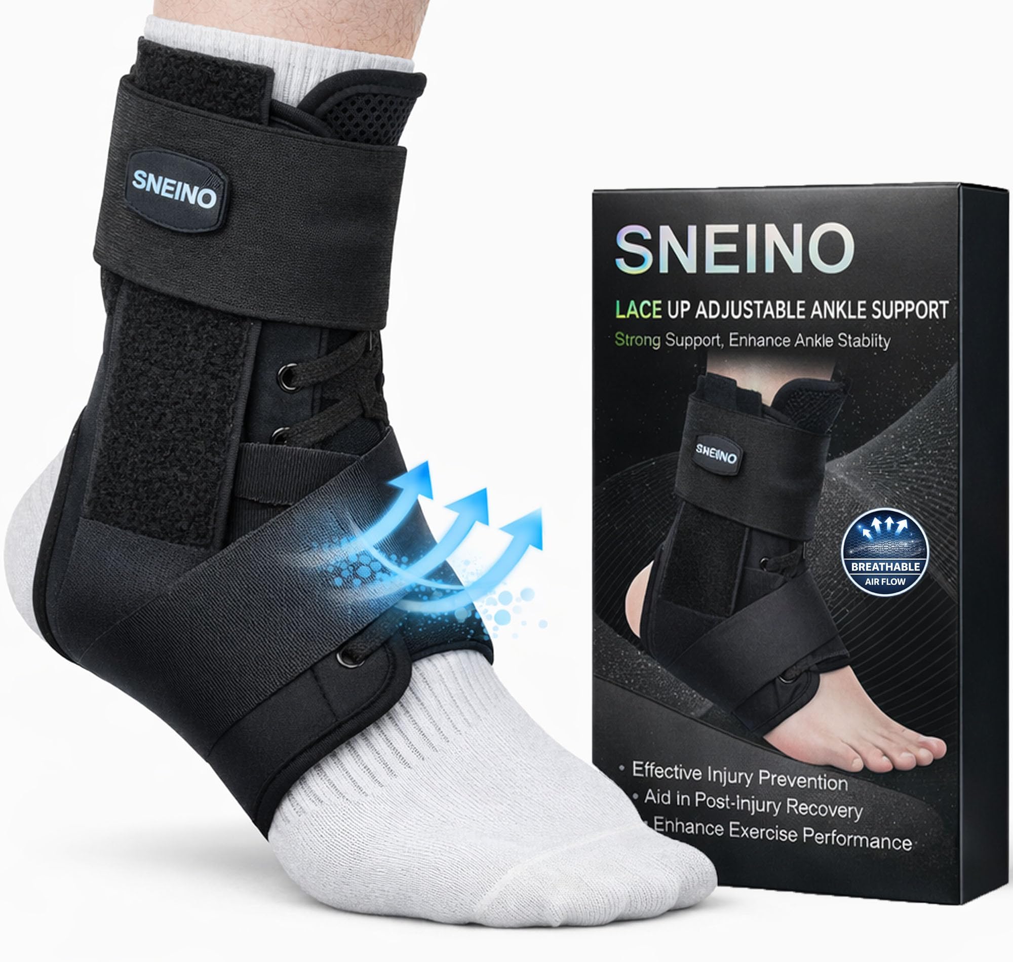 Ankle Brace for Women Men - Ankle Support Brace for Sprained Ankle, Ankle Stabilizer for Achilles, Tendon, Sprain, Injury Recovery, Lace up Ankle wrap for Running, Basketball, Volleyball (Ankle Brace, Small)