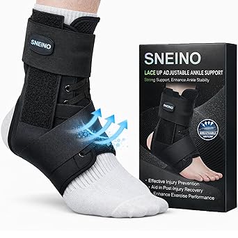 Ankle Brace for Women Men - Ankle Support Brace for Sprained Ankle, Ankle Stabilizer for Achilles, Tendon, Sprain, Injury Recovery, Lace up Ankle wrap for Running, Basketball, Volleyball (Ankle Brace, Medium)