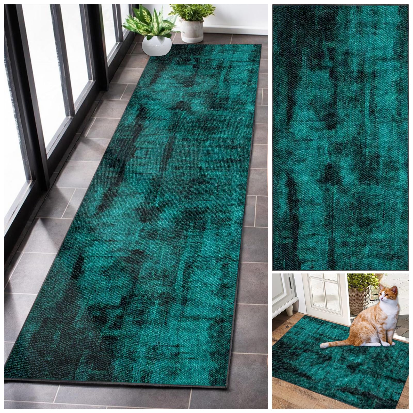 Runner Rugs for Hallway Absorbent Hallway Runner Kitchen Rug Non Slip Washable large Door Mat Carpet Runners for Hallways Corridor Carpet Narrow Area Rug Runner for Entryway Living Room 110 x 450 cm