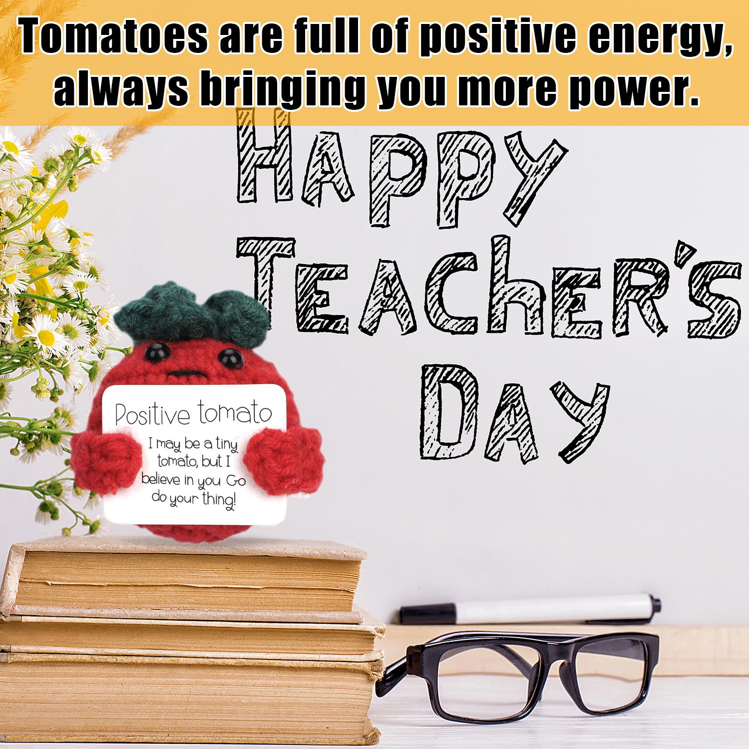 Pomodoro E Patata Lavorati A Maglia - Giocattoli In Lana Positivi, 5,8 Cm, Per Regali E Decorazioni - Foto 2