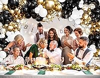 Vista 7 de Kit de arco de guirnalda de globos negros y dorados de 134 piezas para decoraciones de fiesta de cumpleaños