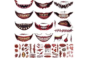 74+PCS Zombie Makeup Face Tattoos for Halloween Prank