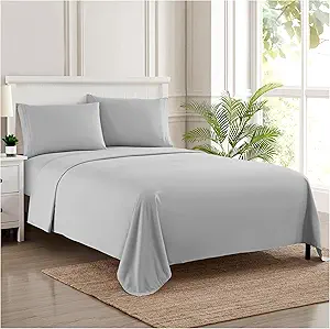 California King Sheet Sets - Breathable Luxury Sheets with Full Elastic & Secure Corner Straps Built In - 1800 Supreme Collection Cal King Deep Pocket Bedding Set, Sheet Set, California King, Silver
