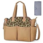 Lekebaby Diaper Bag Tote for Baby - 17 Pockets Large Travel Diaper Tote with Portable Changing Pad, Mom Crossbody Hospital Bag for Labor Delivery, Waterproof, Baby Essentials for Newborn Gifts, Brown