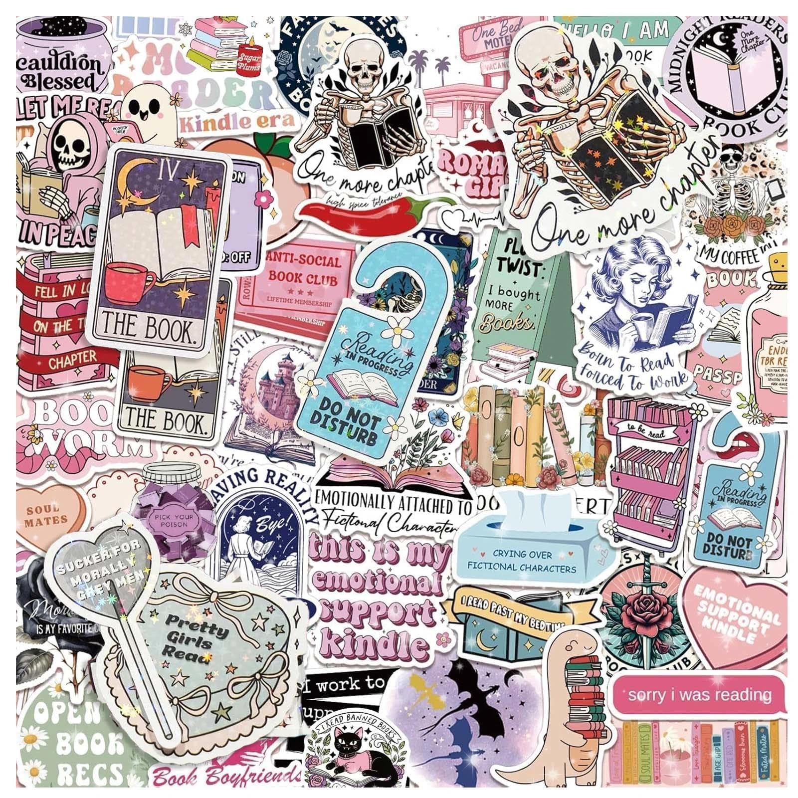Jootuepo Available In A Range Of Colours 150 Pcs Romance Book Kindle Stickers, Holographic Bookish Journal Stickers, Pack Reading Booktok Glitter Vinyl Decals For Laptop Ebook Readers Water Bottles Journal Scrapbook Waterproof