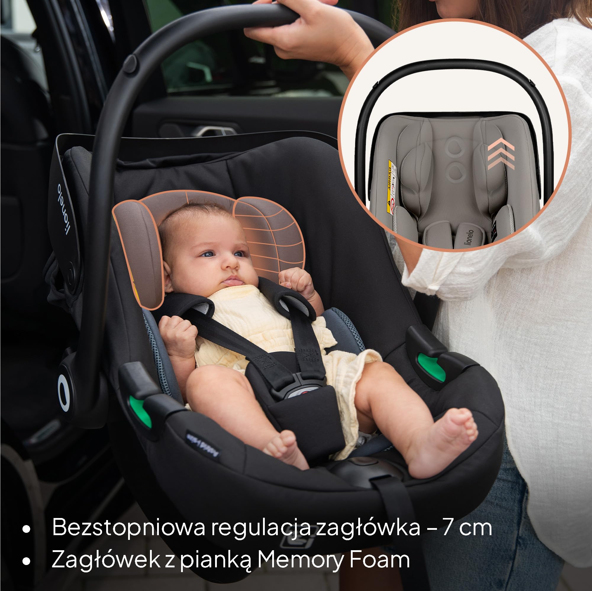 LIONELO ASTRID i-Size Dziecięcy Fotelik Samochodowy 40-87 cm, Nosidełko dla niemowląt Grupa 0+, Montaż Tyłem do Kierunku Jazdy, 3-Punktowe Pasy Ochrona Boczna, Wkładka Dri-Seat