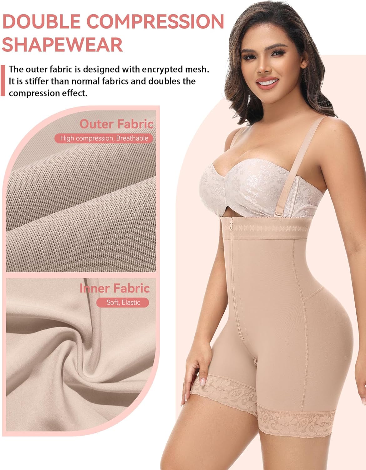 SHAPSHE Fajas Colombianas Moldeadoras Post Surgery Stage 2 Compression Garment Butt Lifting Full Body Shaper with Zipper - Image 2
