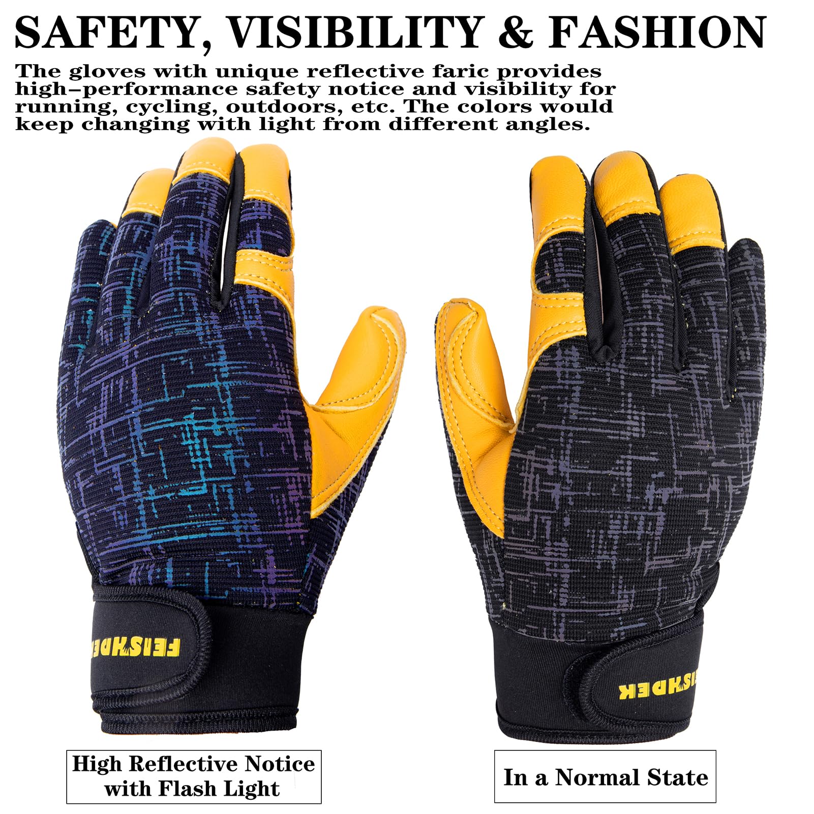 Gants de travail pour enfants en cuir véritable, gants de sécurité pour écran tactile, réfléchissants, respirants, pour enfants de 2 à 12 ans (noir, 2 paires, taille M (6-9 ans))
