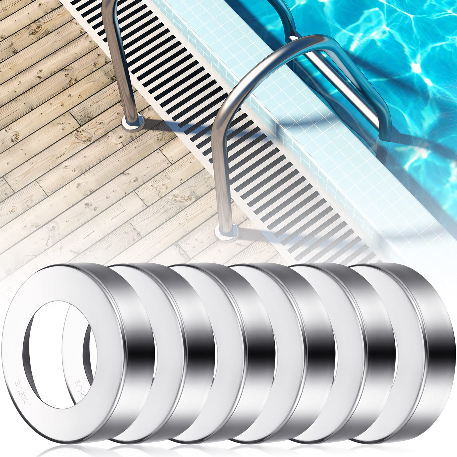 6 Pieces Escutcheon Plate Fit for 1.85 Inch Round Pipe Outside Diameter Stainless Steel Escutcheons Cover Plates Pool Ladder Escutcheon Plates Pool Ladder Base Cover for Pool and Ladder Hand Rail