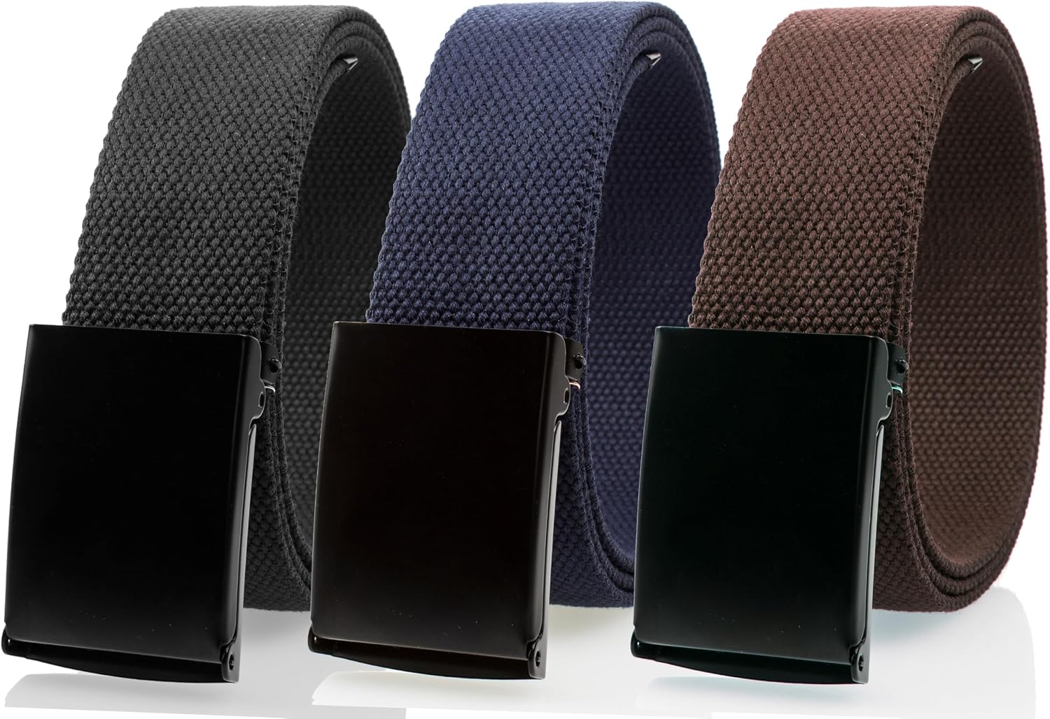  Fully Adjustable Canvas Web Belt with Black Flip Top Buckle 50'' Long thumbnail