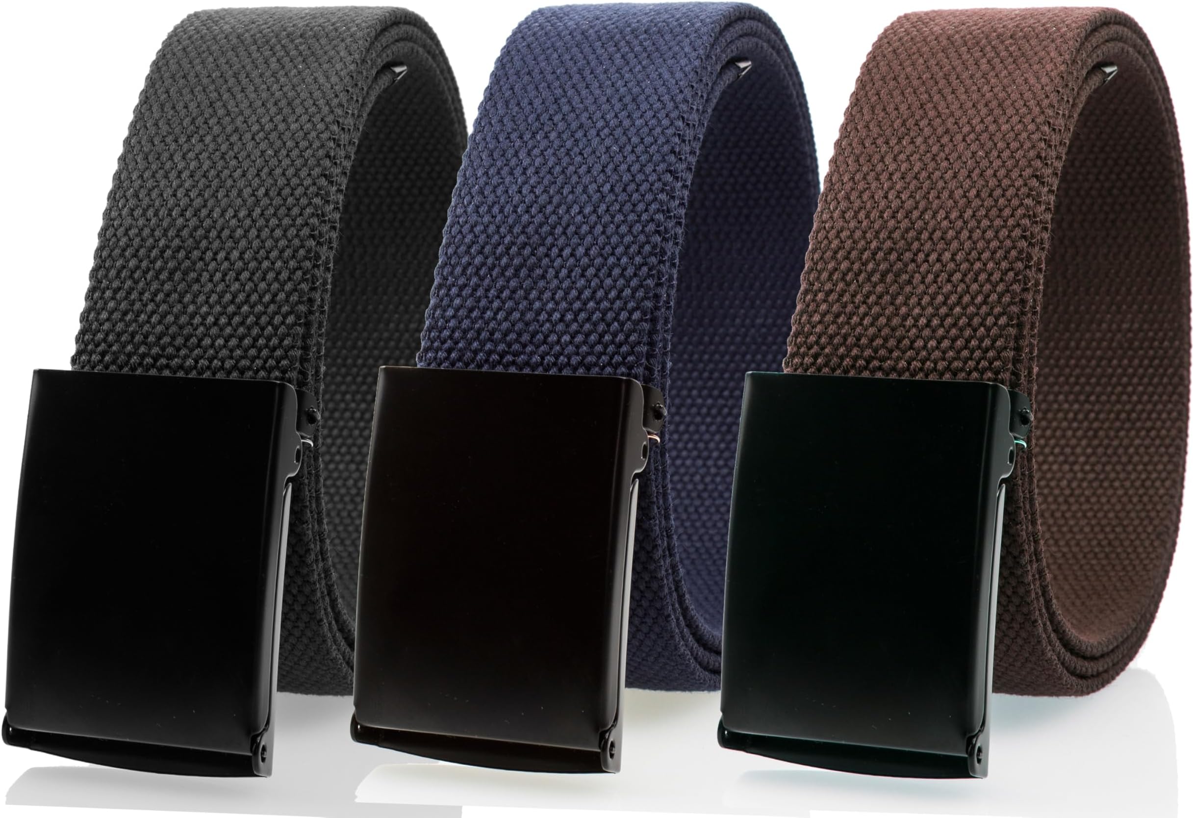 Fully Adjustable Canvas Web Belt with Black Flip Top Buckle 50'' Long