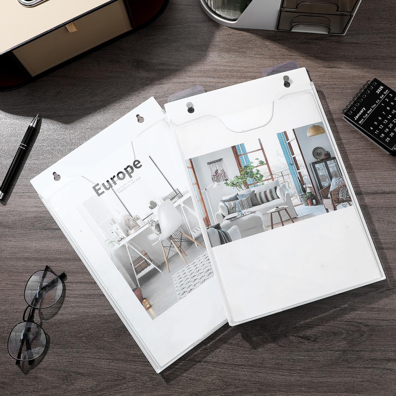 SUPVOX Portadocumenti da Parete in Acrilico Trasparente Verticale Organizer Porta Opuscoli e Porta Buste per Ufficio e Casa Supporto da Parete Robusto per Brochure Riviste e Lettere
