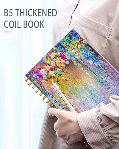 Miniatura 4 de Cuaderno de diario en espiral, encuadernación fuerte de doble alambre con papel de primera calidad para niñas y mujeres, 60 hojas A5 con rayas