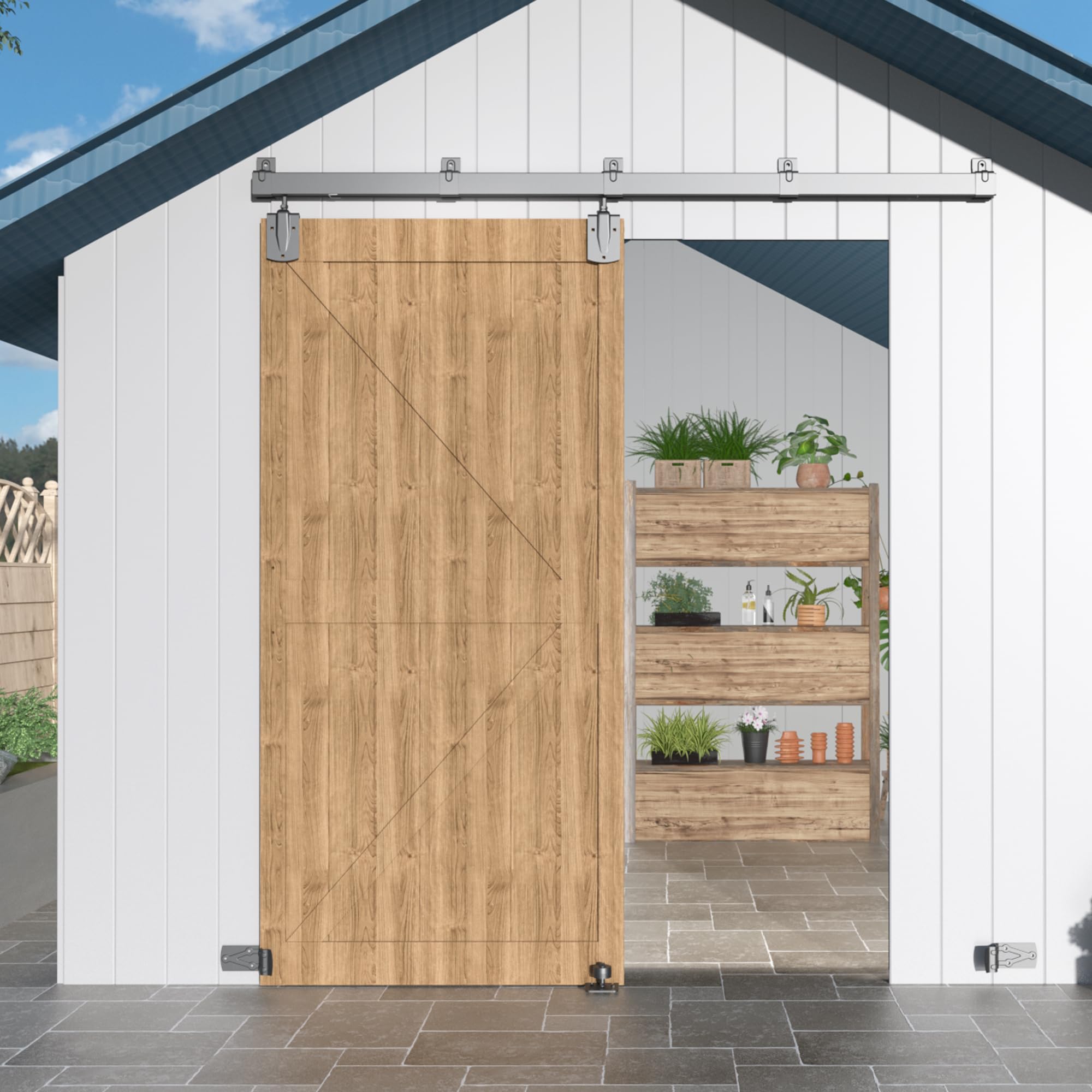 12FT Heavy Duty Exterior Barn Door Hardware Kit for 1 Door, Black — Amazon image 13