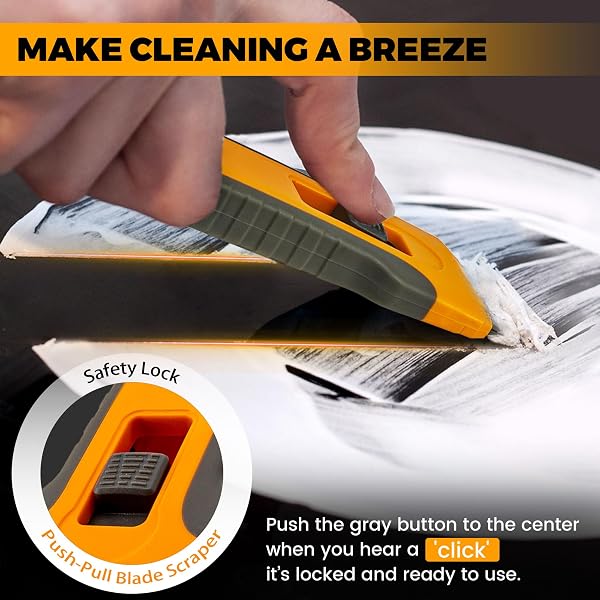 Razor Blade Scraper with 15 Spare Replacements - Glass Stove Top, Oven, Cooktop Scraper for Easy & Safe Cleaning, Decal & Sticker Removal, Non-Scratch, Comfortable Grip, Perfect for Home & Auto Use - 1