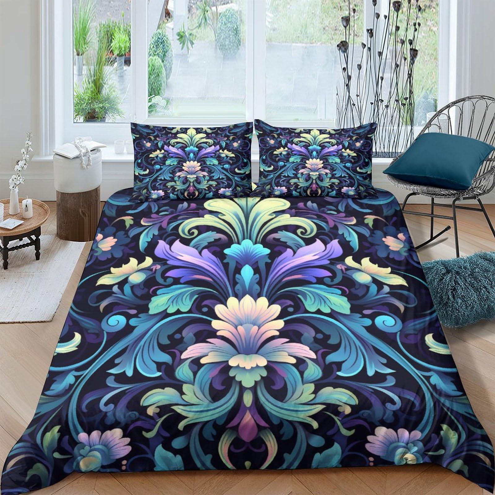 Figure Parure de Lit 3D Double 200x200cm avec Housse de Couette et Taies en Microfibres Douces