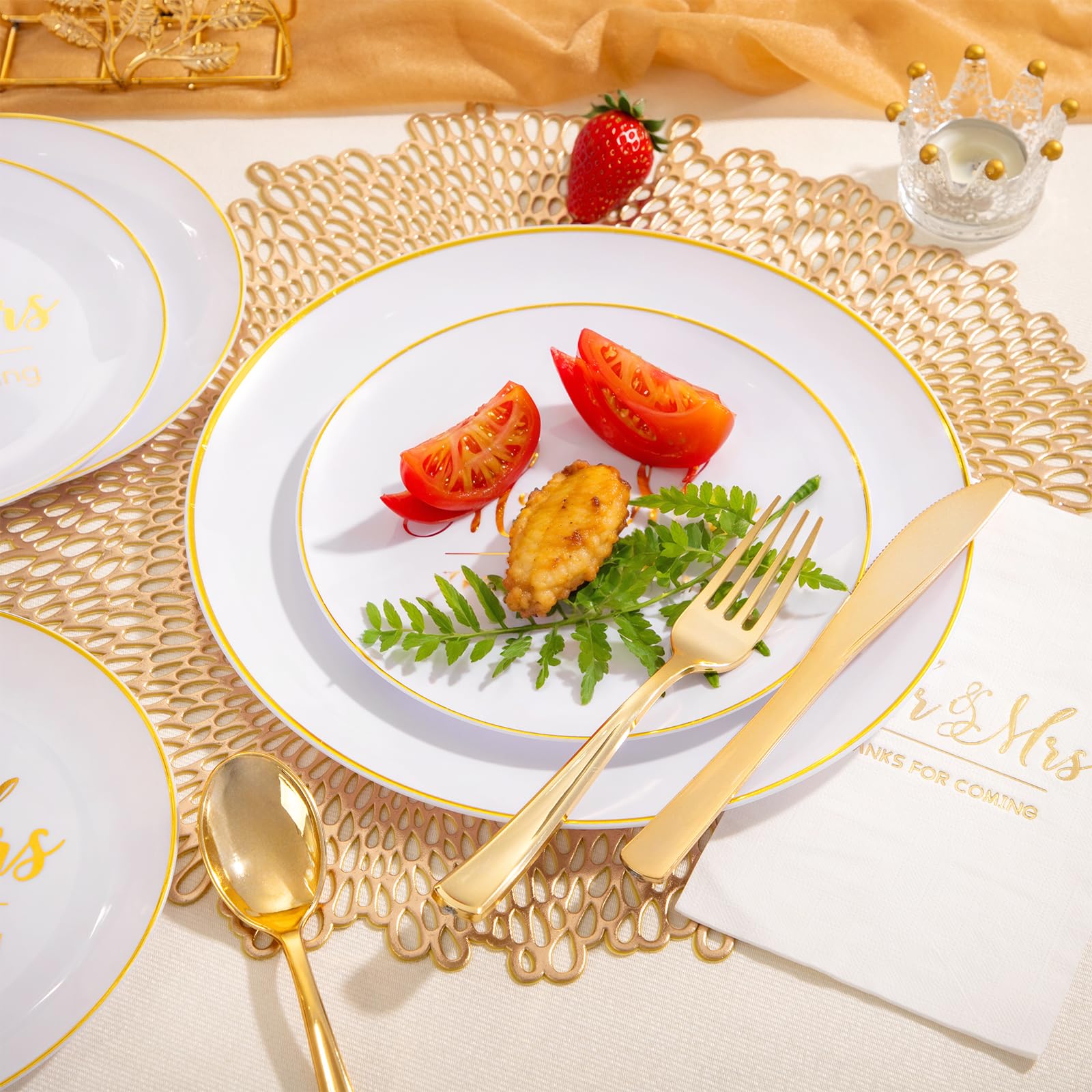 Gold Wedding Plates & Napkins - 175 Pcs -5