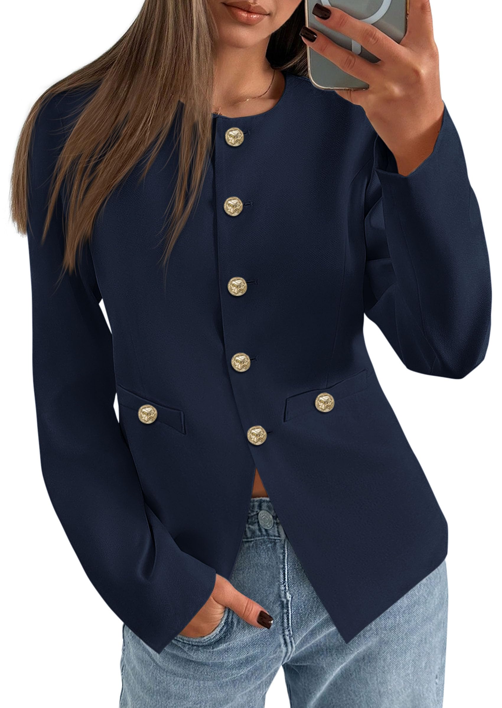PRETTYGARDEN Womens 2026 Fall Blazers Button Down Fitted Lightweight Dressy Work Suit Jackets Trendy Business Casual Outfits