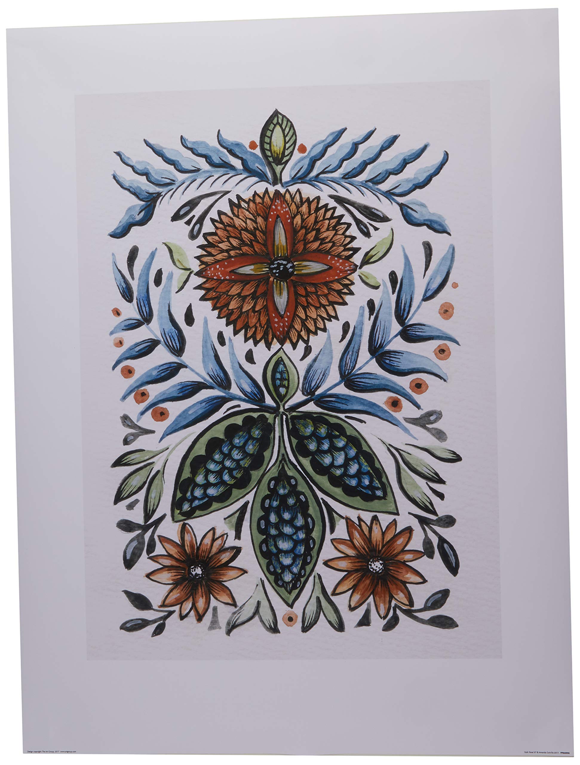 The Art Group Amanda Colville (Folk Floral III) -Art Print 60 x 80cm, Paper, Multicoloured, 60 x 80 x 1.3 cm