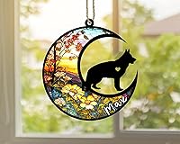 Vista 3 de Memorial personalizado para perro, adorno de Navidad de perro pastor alemán con nombre, razas personalizadas, atrapasador de luz para pérdida