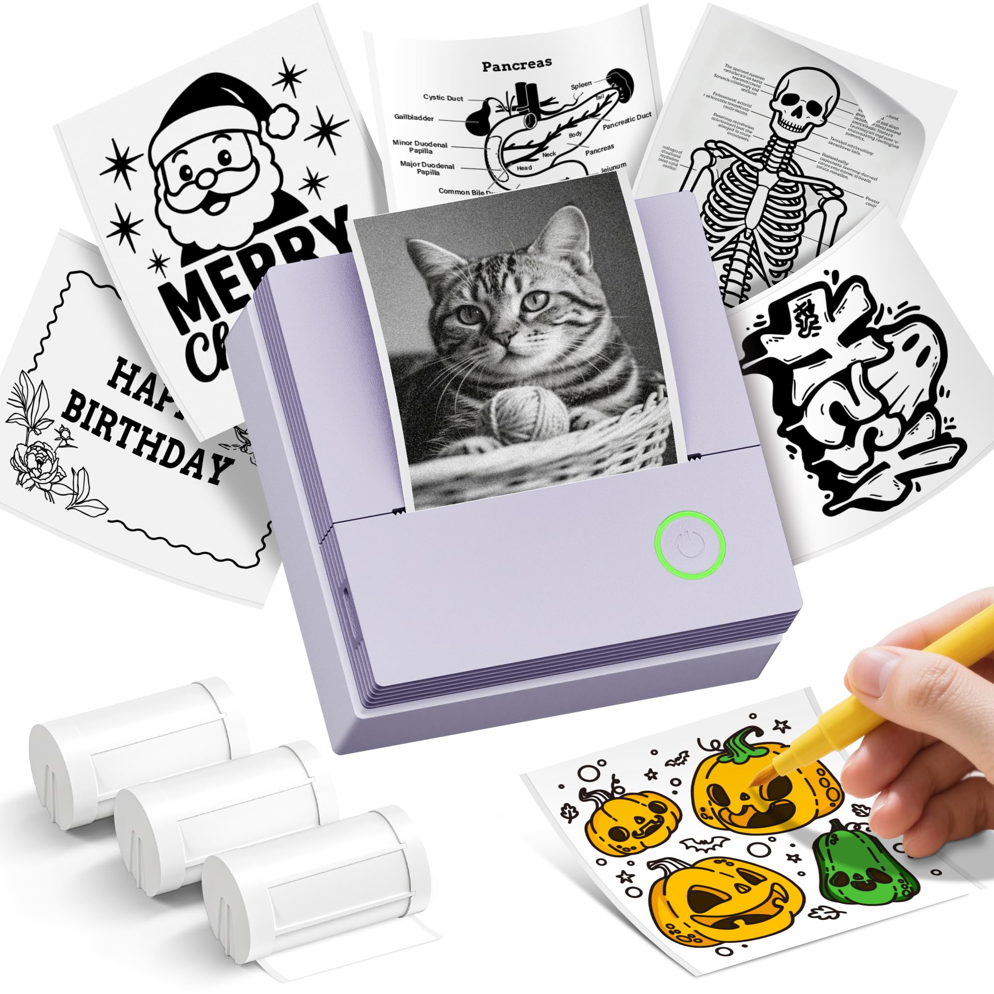 PM290C Sticker Printer: Portable Inkless Bluetooth