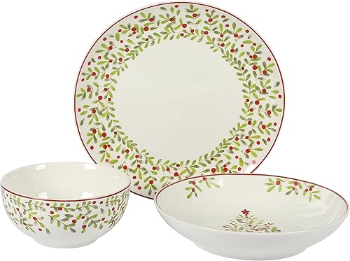 Miniatura 4 de Gibson Home Juego de vajilla doble Tree Festival, servicio para cuatro (12 piezas)