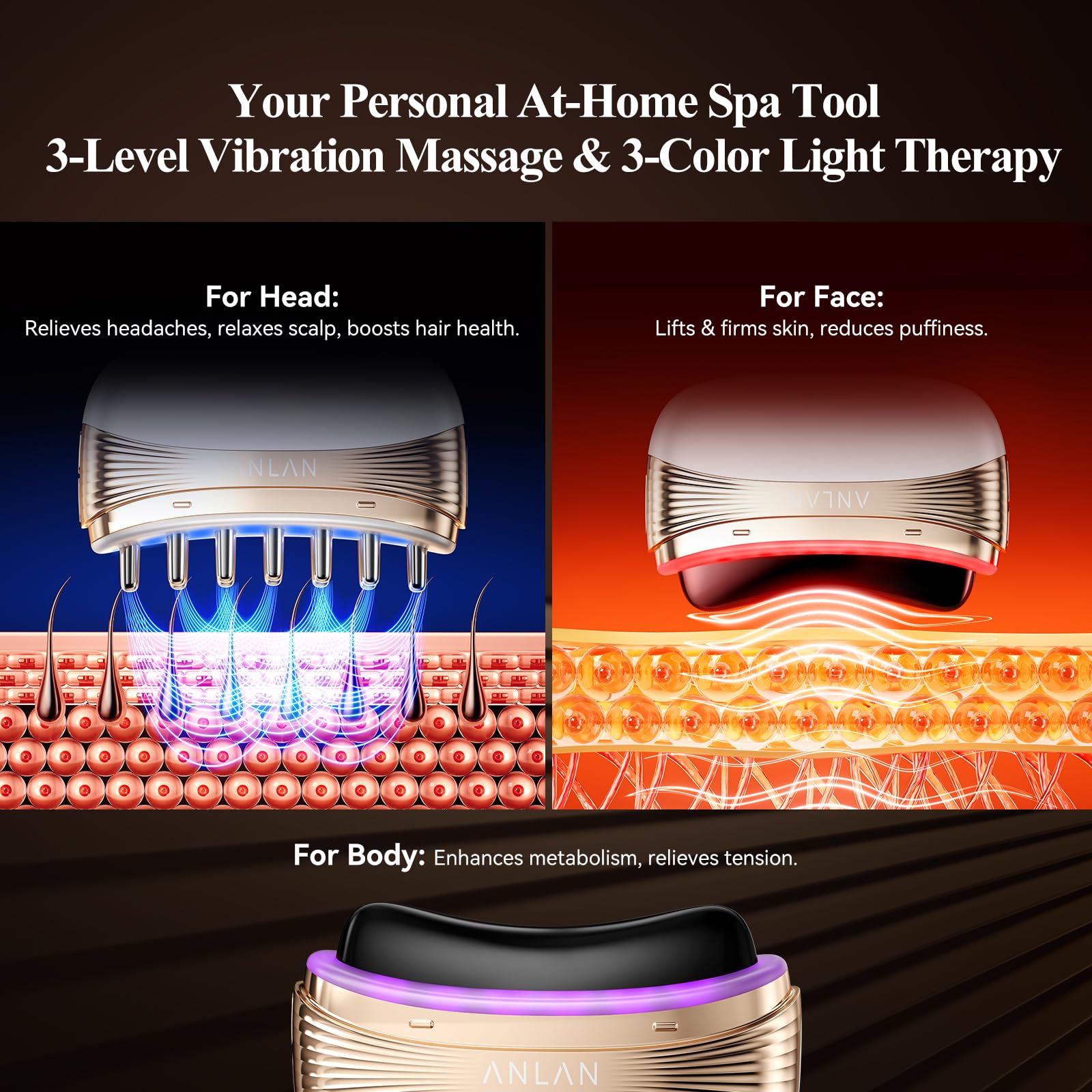 2-in-1 PRO Electric Heated Gua Sha Tool & Scalp Massage Comb,Red Light