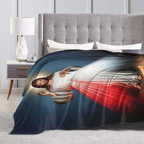 Miniatura 5 de Manta de regalo de Jesús católico, manta ultrasuave de microforro polar divina misericordia, regalos religiosos cristianos para mujeres, manta para