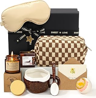 TUZT Geschenke für Frauen Entspannung Geburtstagsgeschenk Set, Keramik Tasse & Kosmetik Tasche & Duftkerze & Badesalz, Wellness Geschenk für Freundi Mama Muttertag Weihnachtstag Geburtstag Geschenkset