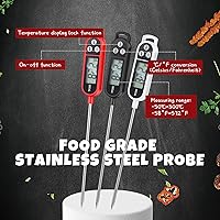 Vista 4 de Termómetro de alimentos impermeable Copkim con sonda larga, termómetro digital para carne, agua, líquido, vela y cocina de lectura instantánea
