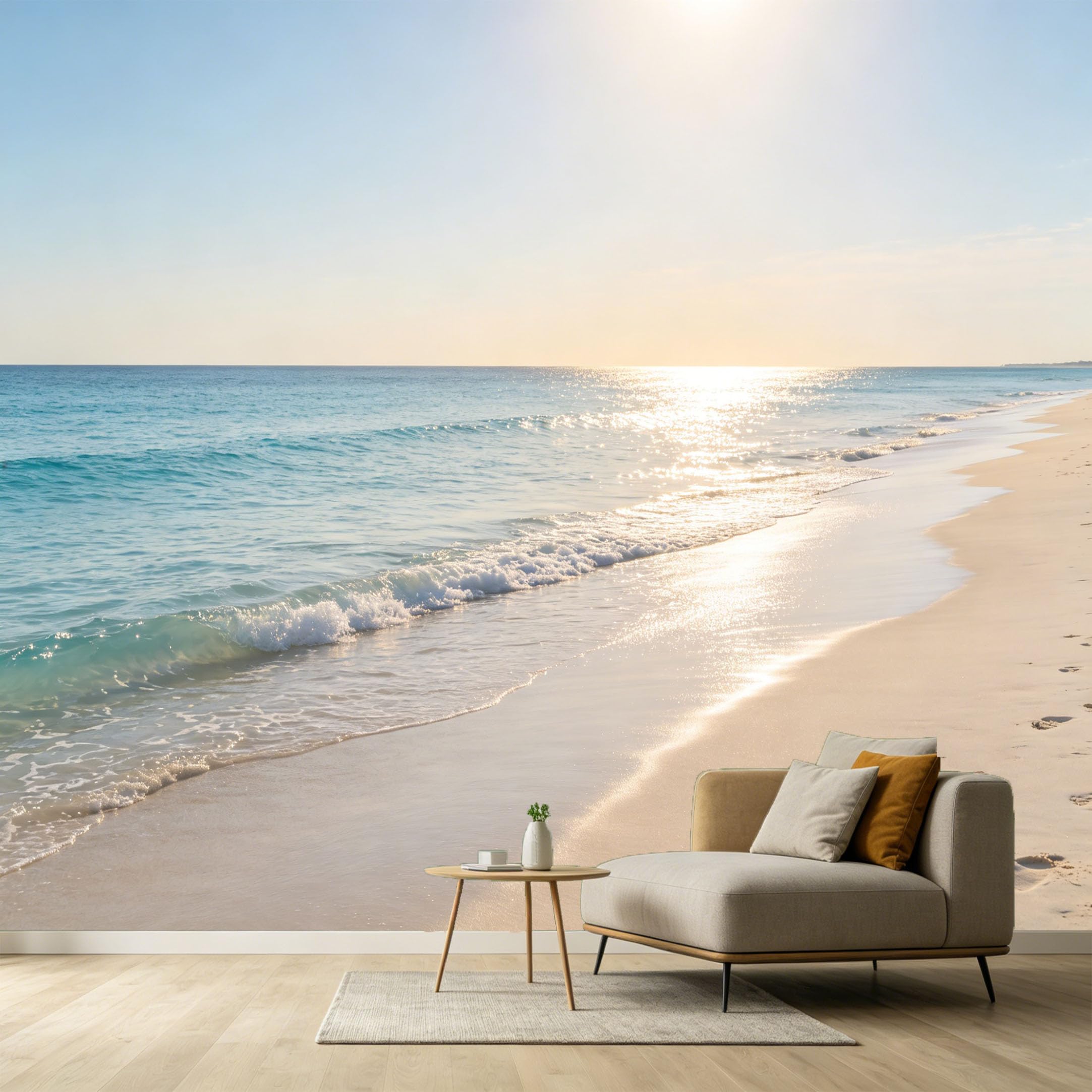 Custom Size Wall Murals Coastal Ocean Marine Shoreline Waves Sunlight Horizon Landscape SelfAdhesive Wall Fabric Removable Large Wallpaper for Photo Living Room