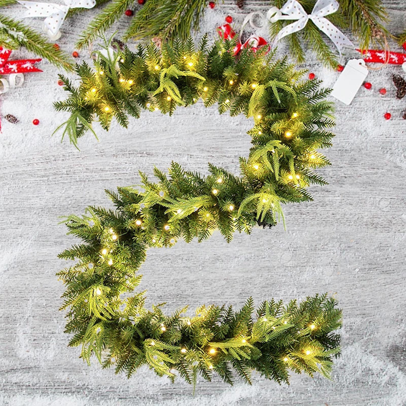 Ghirlanda natalizia con – 9,02 piedi Prelit per decorazione esterni/interni | Ghirlanda di festa illuminata per mantello, , scale, decorazione di Natale | 2,75 m Pre Illuminata Ghirlanda Natalizia Artificiale Verde Con Per Tavolo, , Mensola, Scale E Corri