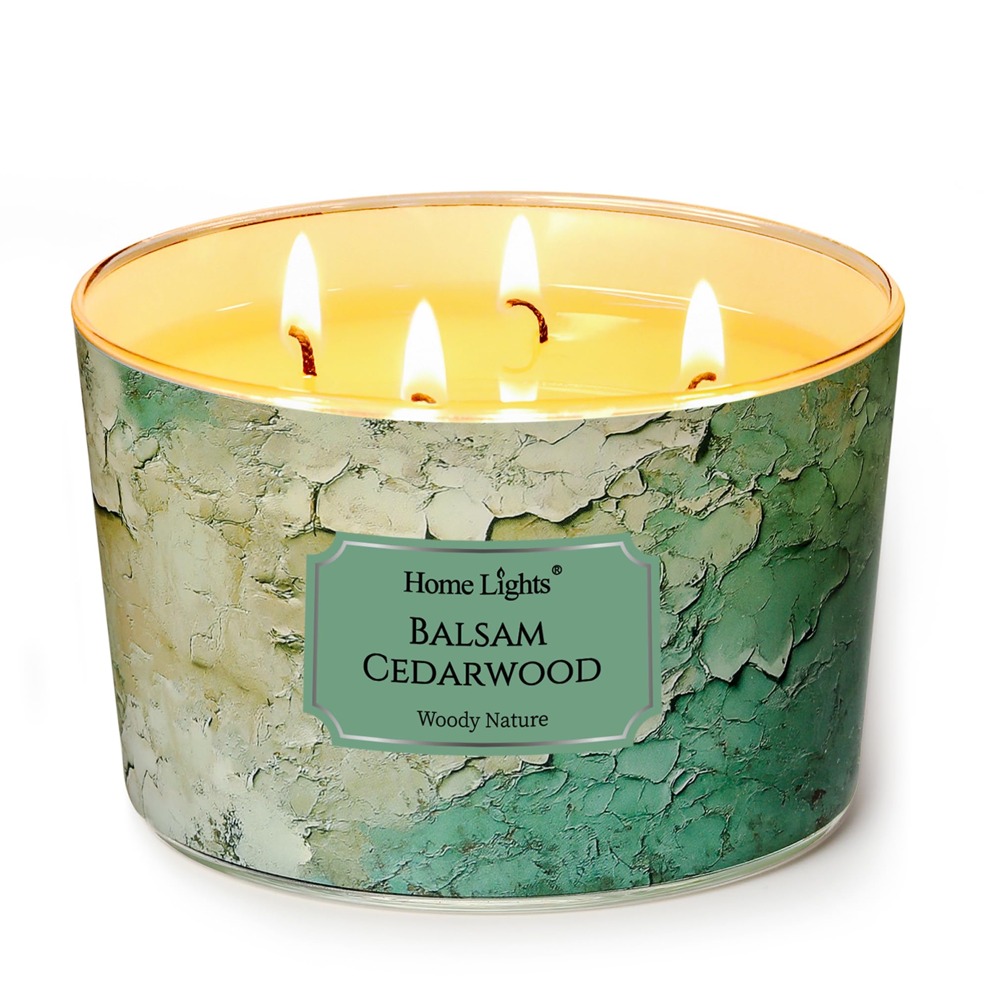 HomeLights Velas con aroma a cedro balsámico Vela de soja de 18oz, estilo industrial chic, frascos grandes de 4 mechas Velas ideales para regalar en eventos, alivio del estrés y relajación