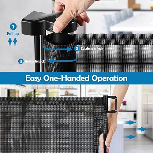 Miniatura 5 de Puertas retráctiles para bebés de 90 pulgadas, puerta extra ancha para perros, puerta retráctil para exteriores, puerta larga para bebés para