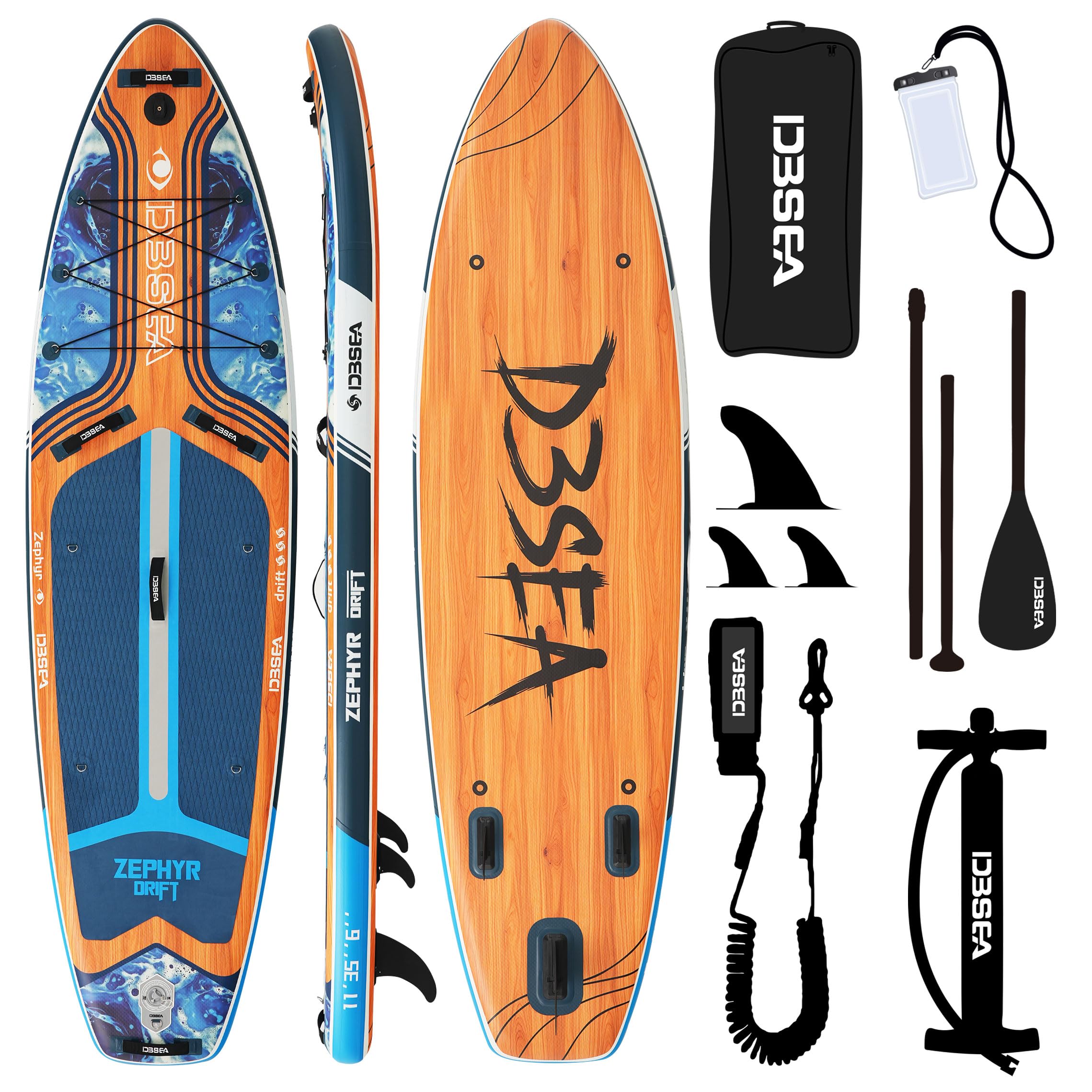 11 ft Inflatable Stand Up Paddle Board with Accessories, Extra Wide Paddle Board for Adults & Youth, Heavy Duty Inflatable SUP for 2 Person, 11'35"/11'34"/11'33"