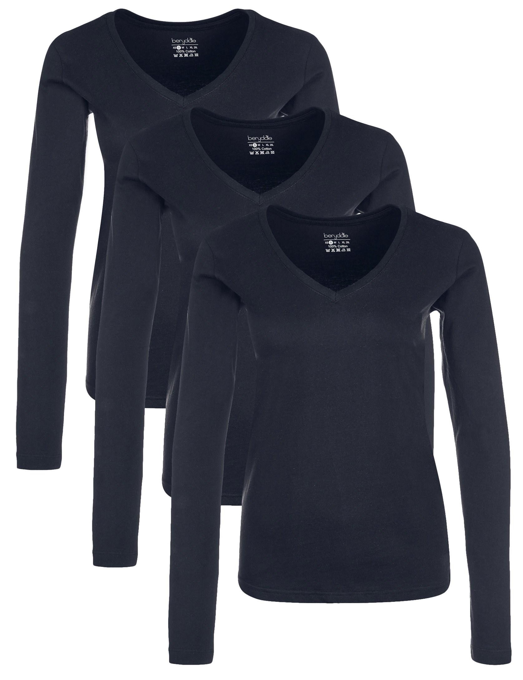 berydale Maglietta a Maniche Lunghe (Pacco da 3) Donna