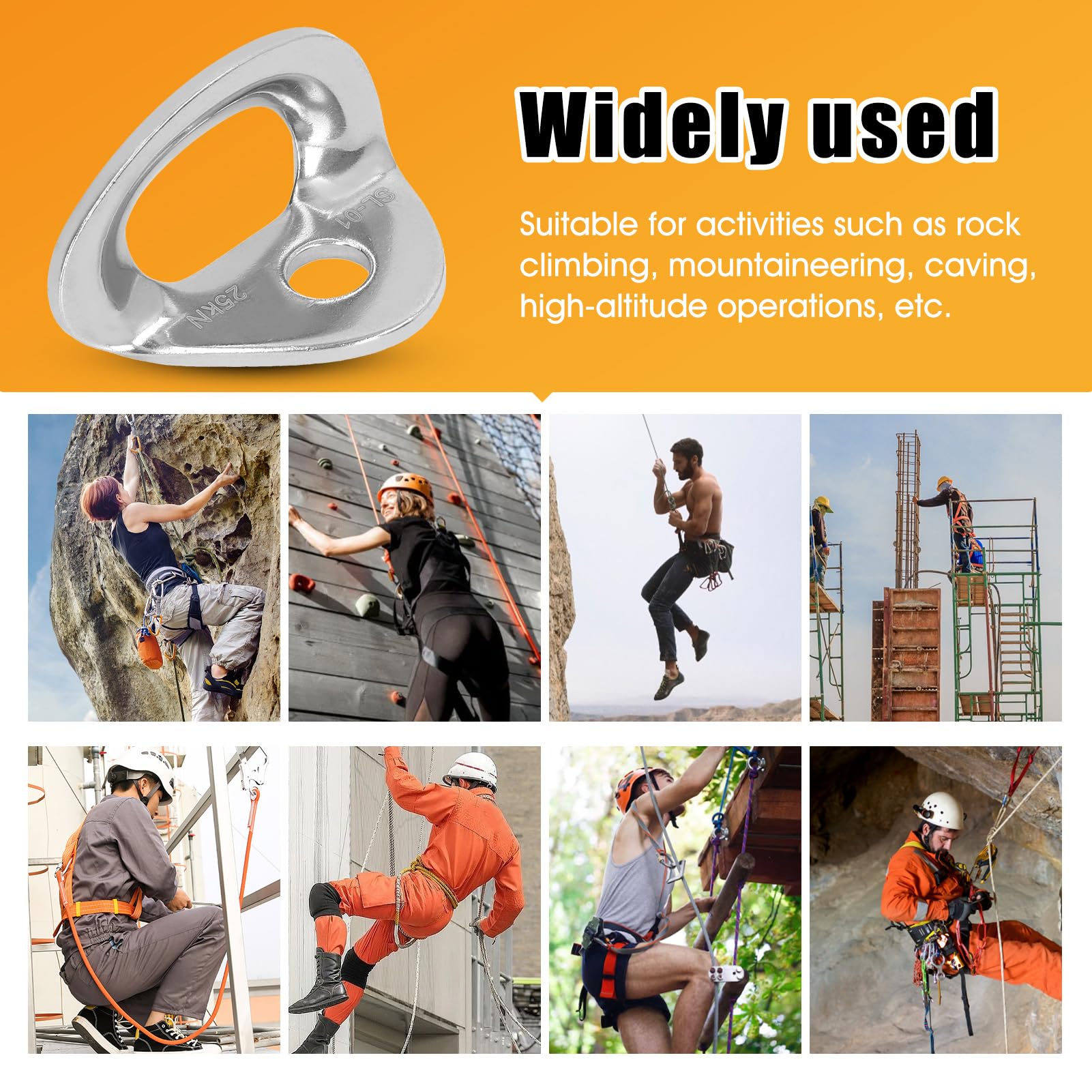 Yosoo Health Gear Pernos de Anclaje para Escalada, Acero Inoxidable 316, 10 Piezas, para Rappel, Trabajos Aéreos, Instalación de Hamacas