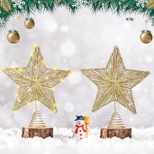 Miniatura 5 de Estrella para árbol de Navidad, estrella con purpurina iluminada con alambre LED, decoración de árbol de Navidad, decoración de fiesta de Navidad