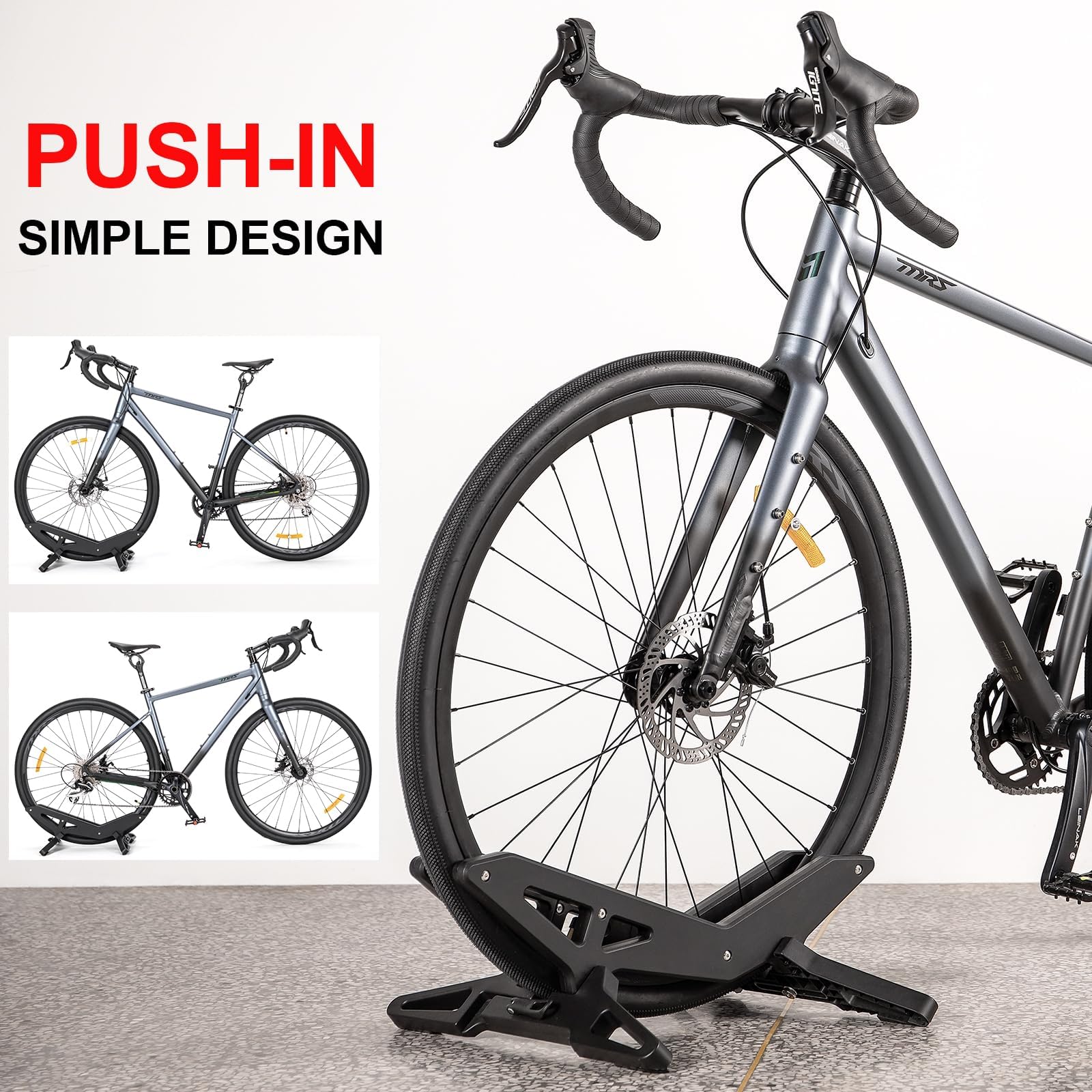 Supporto Bici Universale da Terra - Compatibile con Pneumatici 30-80 mm, ABS con Piedini in Gomma (Portata 20 kg)
