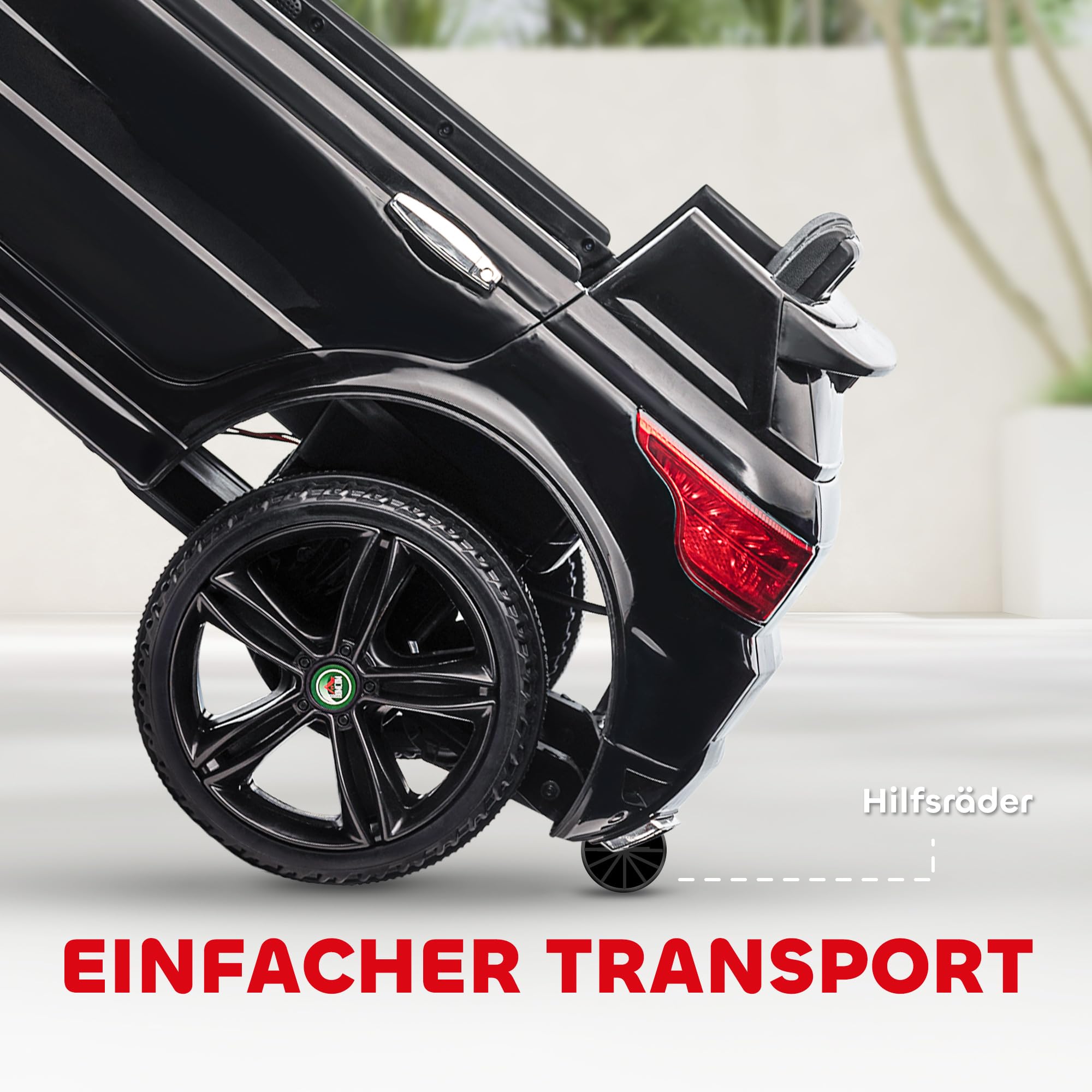 HOMCOM Kinder Elektroauto 12V mit 2,4 GHz Fernbedienung 2 Motor Schwarz | Kinderauto, Kinderfahrzeug mit Sanftstart, Hupe, Scheinwerfer, Elektrofahrzeug 5 km/h, für 3-5 Jahre Kinder