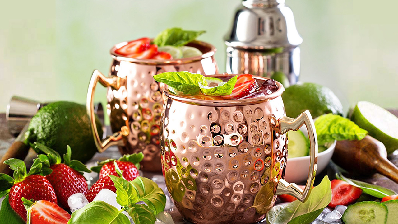 Lot De 2 Tasses, Quasar & Co., Verre Moscow Mule Lot De 2, Acier Inoxydable En Cuivré, Pour Bar