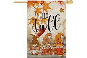 Hello Fall Pumpkin House Gnomes Flag
