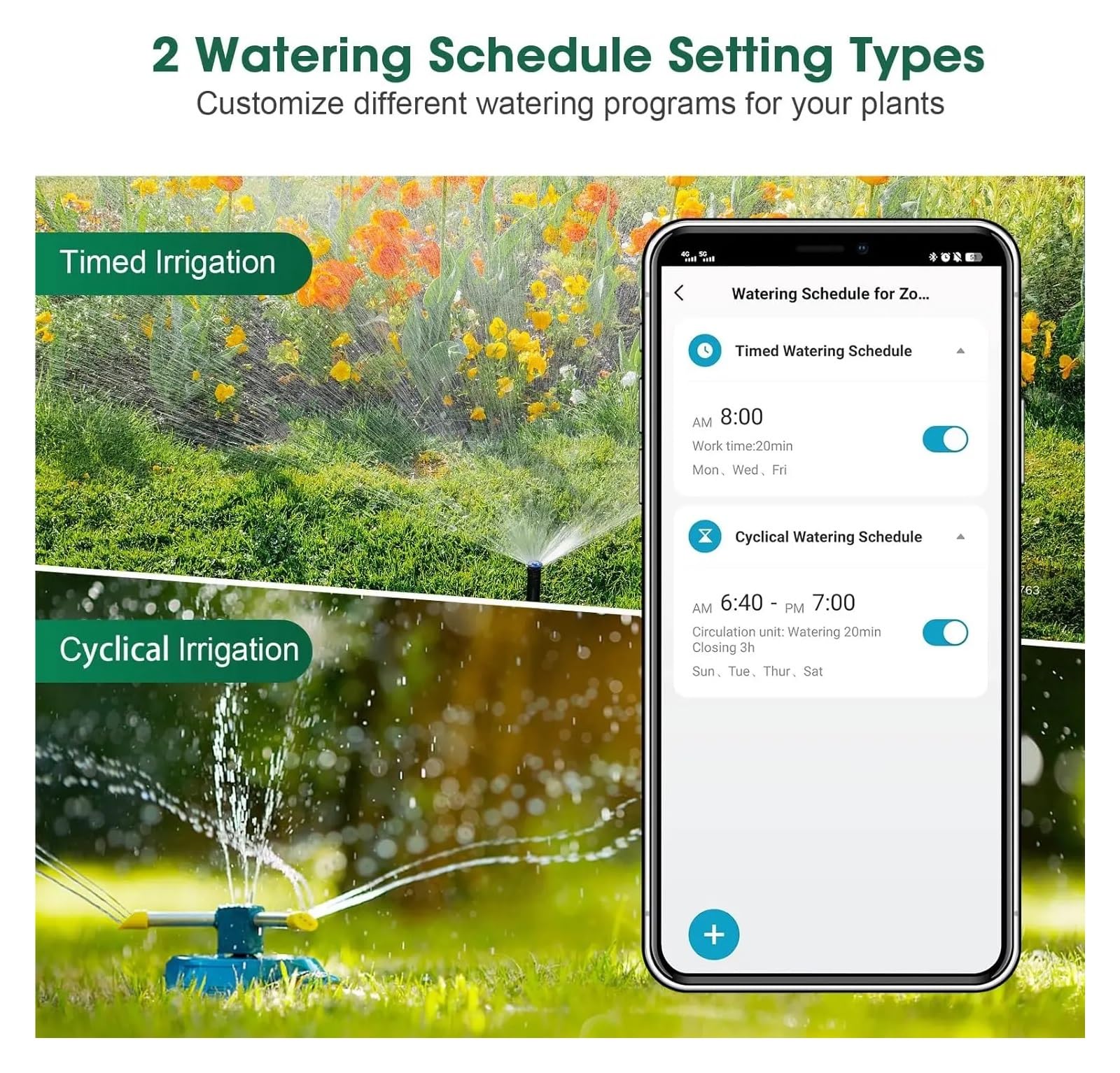 Timer automatico for irrigazione con doppio tubo da giardino, sistema di irrigazione, programmatore for irrigatori(Wifi Hub EU)